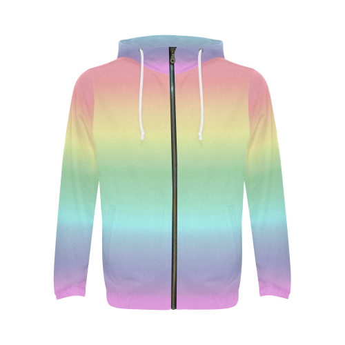 Pastel Rainbow All Over Print Full Zip Hoodie for Men/Large Size (Model H14)