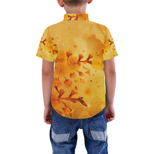 Floral design, soft colors Boys' All Over Print Short Sleeve Shirt (Model T59)