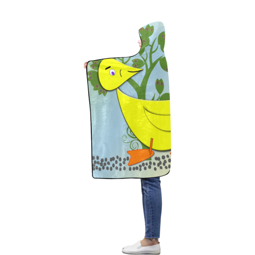 Duck and duckling Flannel Hooded Blanket 50''x60''
