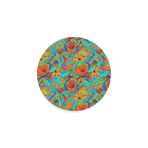 bright tropical floral Round Coaster