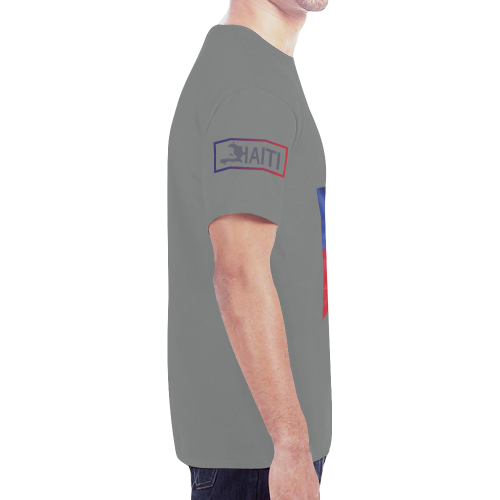 Haitian Flag Print T-shirt for Men ( Grey ) New All Over Print T-shirt for Men (Model T45)