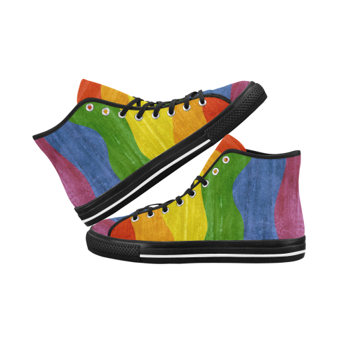 Gay Pride - Rainbow Flag Waves Stripes 3 Vancouver H Women's Canvas Shoes (1013-1)