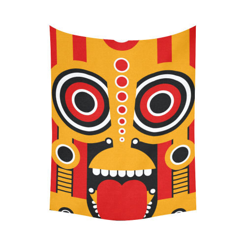 Red Yellow Tiki Tribal Cotton Linen Wall Tapestry 60"x 80"
