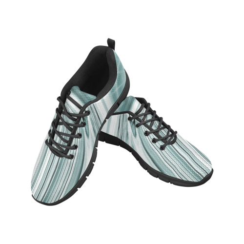 Light Gray Blue Flowing Linear Pattern Women's Breathable Running Shoes (Model 055)