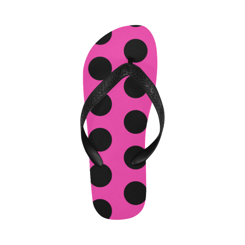 Reverse Colors Polka Dots - Pink/Black Flip Flops for Men/Women (Model 040)