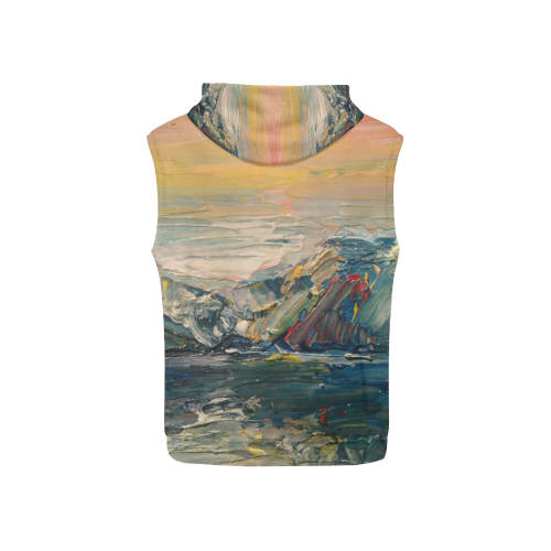 Mountains painting All Over Print Sleeveless Hoodie for Kid (Model H15)