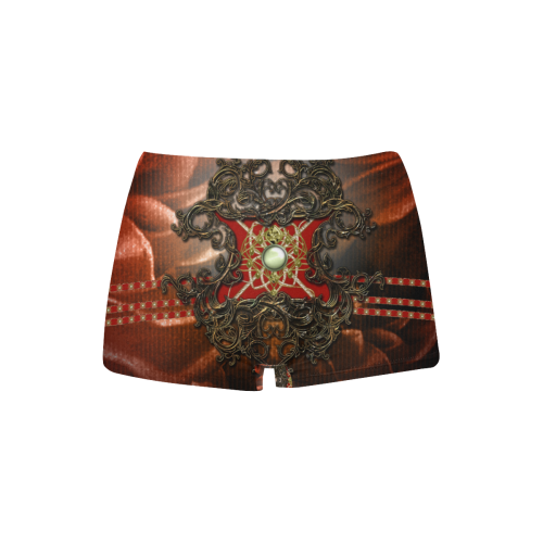 Red floral design Women's All Over Print Boyshort Panties (Model L31)