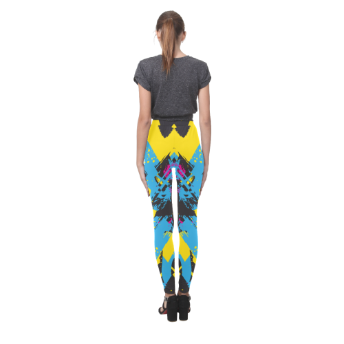 Colorful paint stokes on a black background Cassandra Women's Leggings (Model L01)