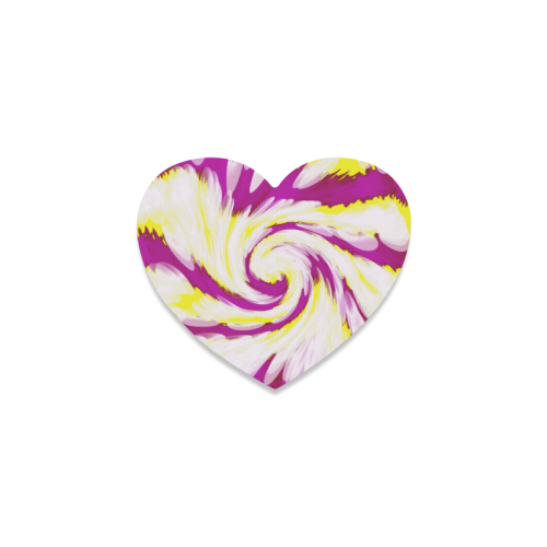 Pink Yellow Tie Dye Swirl Abstract Heart Coaster