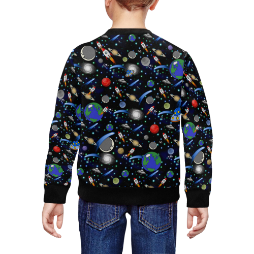 Galaxy Universe - Planets, Stars, Comets, Rockets All Over Print Crewneck Sweatshirt for Kids (Model H29)