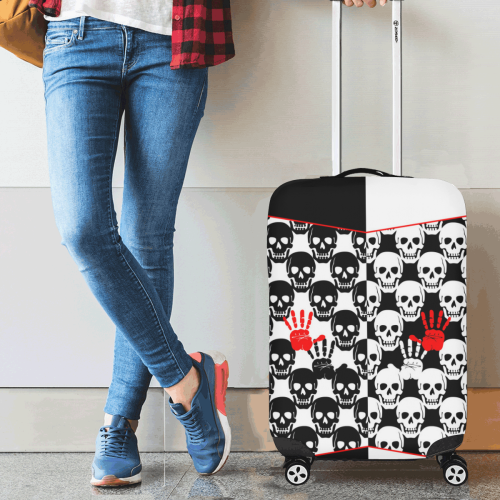 Skulls and Hands - black and white II Luggage Cover/Small 18"-21"
