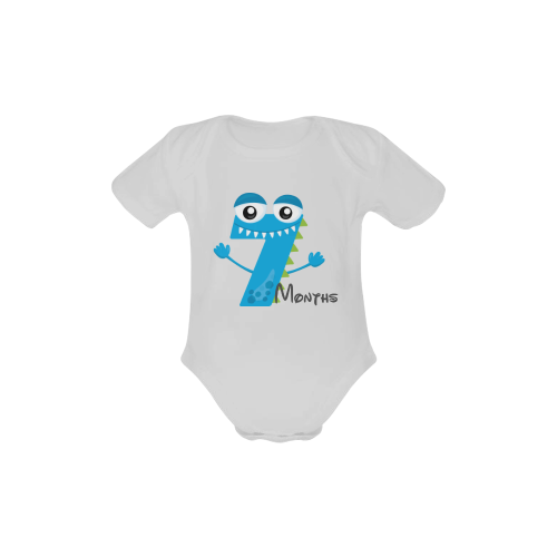 MONSTER NUMBERS-07 Baby Powder Organic Short Sleeve One Piece (Model T28)