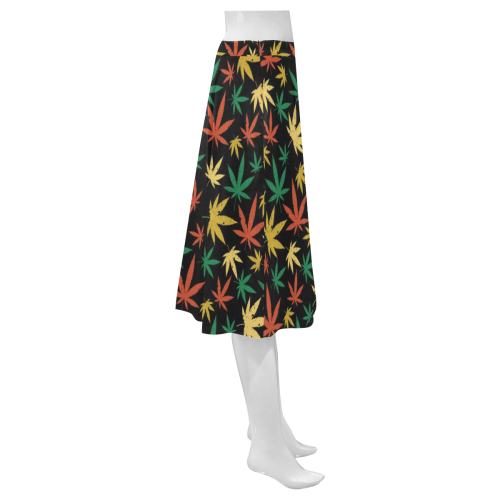 Cannabis Pattern Mnemosyne Women's Crepe Skirt (Model D16)