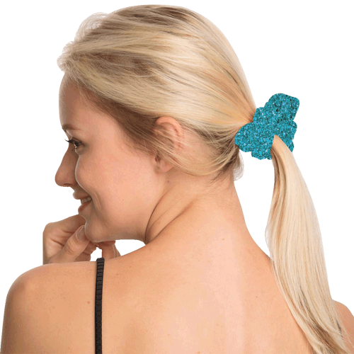 Turquoise Glitter All Over Print Hair Scrunchie