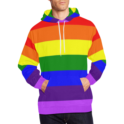 Rainbow Flag (Gay Pride - LGBTQIA+) All Over Print Hoodie for Men/Large Size (USA Size) (Model H13)