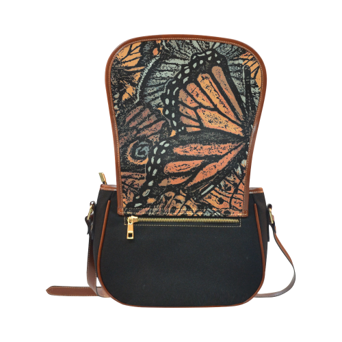 Monarch Collage Saddle Bag/Small (Model 1649)(Flap Customization)