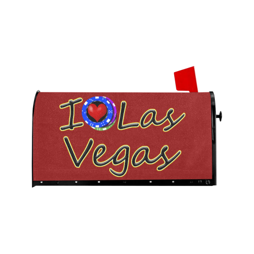 Las Vegas Love Poker Chips on Red Mailbox Cover