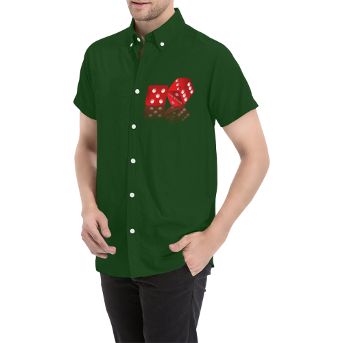 Las Vegas Craps Dice on Green Men's All Over Print Short Sleeve Shirt (Model T53)