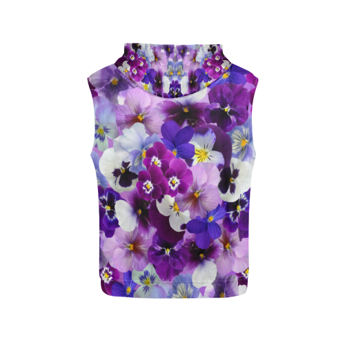 Pretty Purple Pansies All Over Print Sleeveless Hoodie for Women (Model H15)