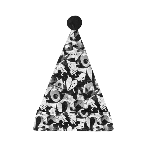 Black and White Pop Art by Nico Bielow Santa Hat