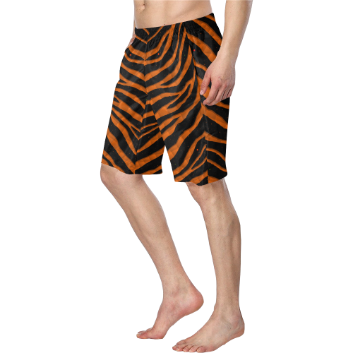 Ripped SpaceTime Stripes - Orange Men's Swim Trunk/Large Size (Model L21)