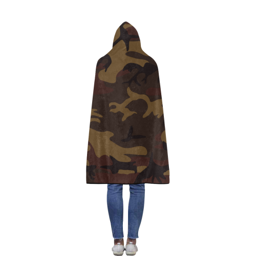 Camo Dark Brown Flannel Hooded Blanket 50''x60''