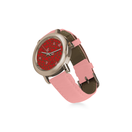 Love pattern BROWN Women's Rose Gold Leather Strap Watch(Model 201)