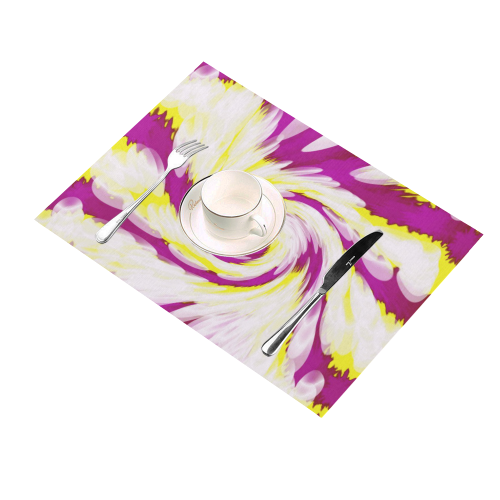 Pink Yellow Tie Dye Swirl Abstract Placemat 14’’ x 19’’ (Set of 2)