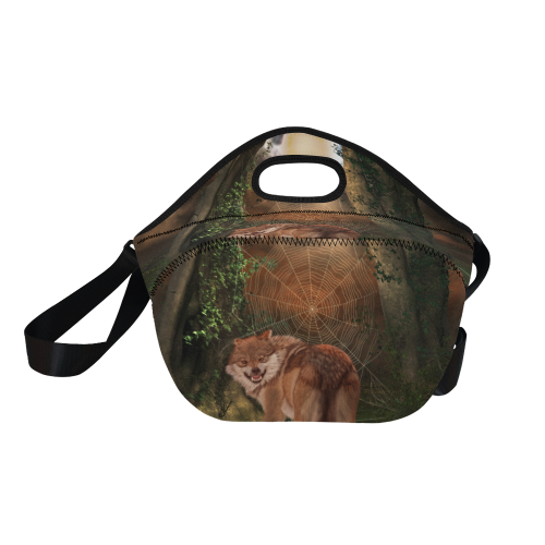 Awesome wolf in the night Neoprene Lunch Bag/Large (Model 1669)