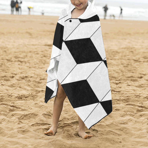 Abstract geometric pattern - black and white. Kids' Hooded Bath Towels