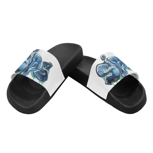 Sips-Men's blue slide Men's Slide Sandals (Model 057)