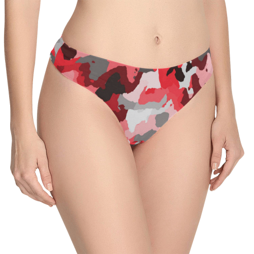 camouflage red,black Women's All Over Print Thongs (Model L30)