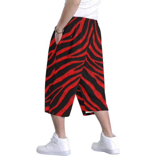 Ripped SpaceTime Stripes - Red Men's All Over Print Baggy Shorts (Model L37)