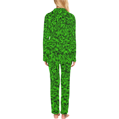 Green Mosaic Women's Long Pajama Set