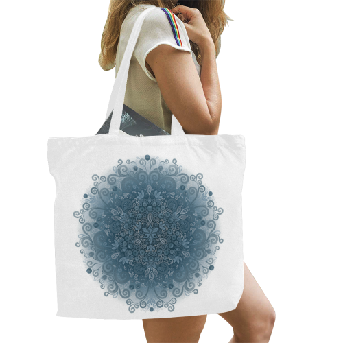Blueberry Field - blue and white Canvas Tote Bag/Large (Model 1702)