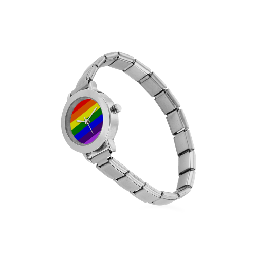 Rainbow Flag (Gay Pride - LGBTQIA+) Women's Italian Charm Watch(Model 107)