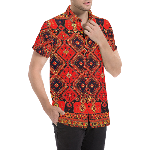 Azerbaijan Pattern 3 Men's All Over Print Short Sleeve Shirt/Large Size (Model T53)