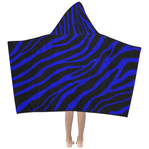 Ripped SpaceTime Stripes - Blue Kids' Hooded Bath Towels