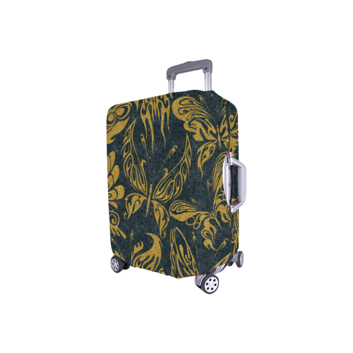Gold Glitter Tribal Tattoo Butterflies Pattern Luggage Cover/Small 18"-21"