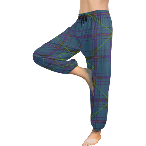 Neon plaid 80's style design Women's All Over Print Harem Pants (Model L18)
