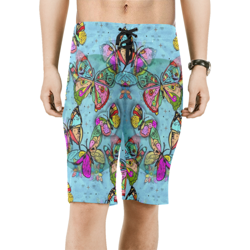 Butterfly Popart by Nico Bielow Men's All Over Print Board Shorts (Model L16)