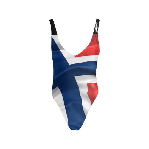 Norway Flag Sexy Low Back One-Piece Swimsuit (Model S09)