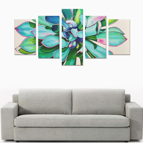 CACTI IN GREEN BLUE AND PINK Canvas Print Sets C (No Frame)