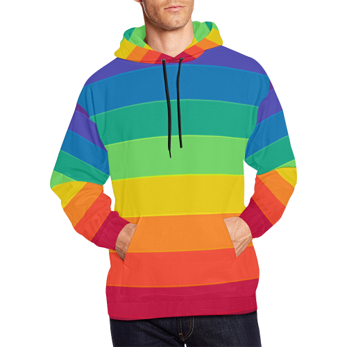Horizontal Rainbow All Over Print Hoodie for Men (USA Size) (Model H13)