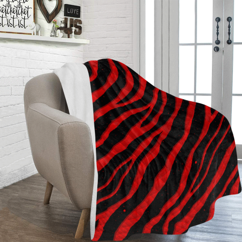 Ripped SpaceTime Stripes - Red Ultra-Soft Micro Fleece Blanket 60"x80"