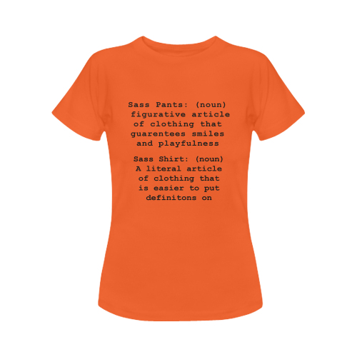Definitions B/Orange Women's T-Shirt in USA Size (Front Printing Only)