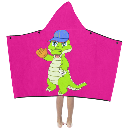 Baseball Gator Pink Kids' Hooded Bath Towels