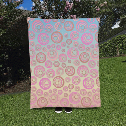 Retro Psychedelic Pink and Blue Quilt 40"x50"
