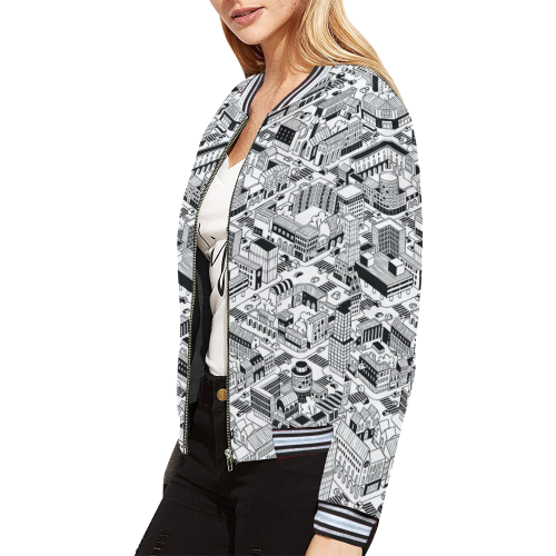 The City All Over Print Bomber Jacket for Women (Model H21)