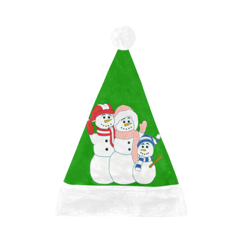 Snowman Family Green/White Santa Hat